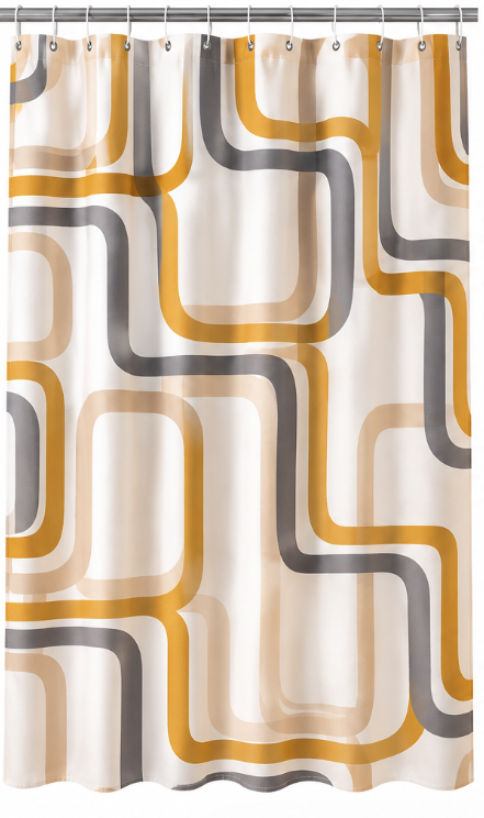 Perdea de dus PEVA 180 x 180 cm cu DUNGI COLORATE cu 12 inele